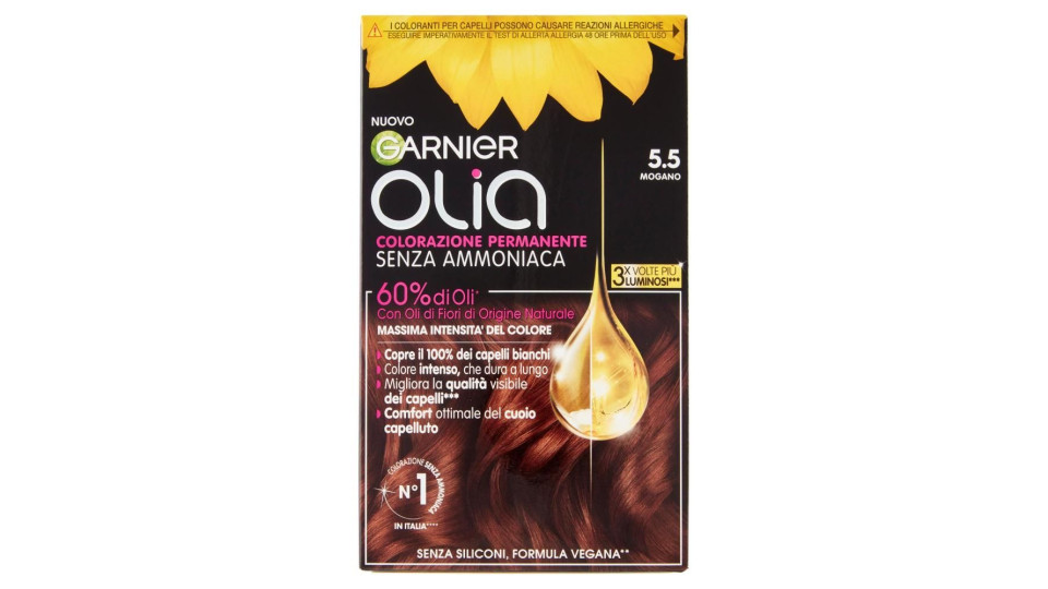 Garnier Olia Tinta Capelli, Senza Ammoniaca, Mahogani Brown 55