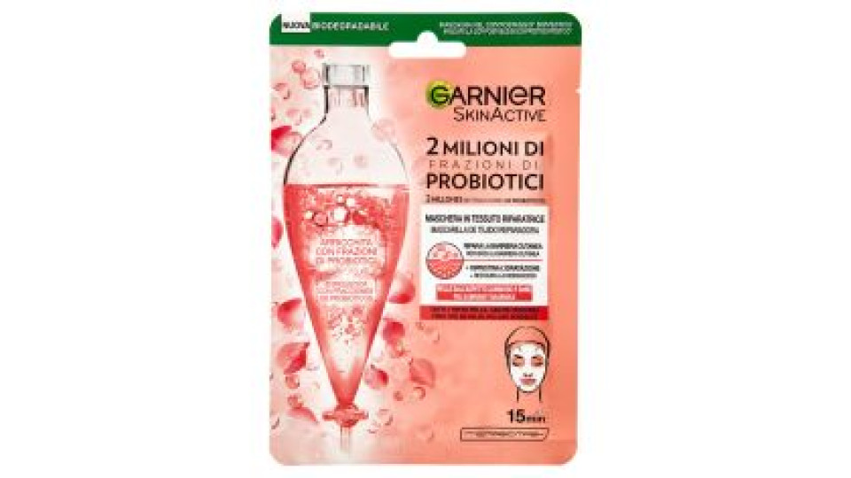 Garnier SkinActive, Maschera in Tessuto Riparatrice Arricchita con Probiotici, 22 g