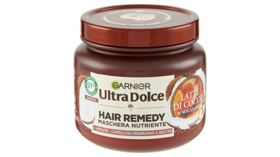 Garnier Ultra Dolce Hair Remedy Maschera per Capelli Nutriente Latte di Cocco e Macadamia, 340 ml
