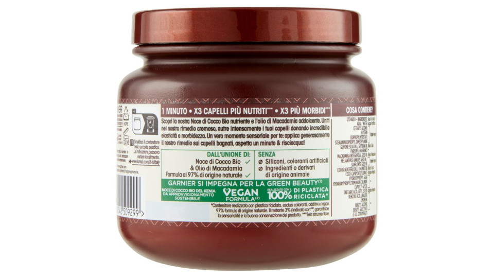 Garnier Ultra Dolce Hair Remedy Maschera per Capelli Nutriente Latte di Cocco e Macadamia, 340 ml