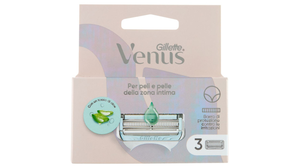Gillette Venus per peli e pelle della zona intima Lamette di ricambio per Rasoi da Donna 3 Ricariche