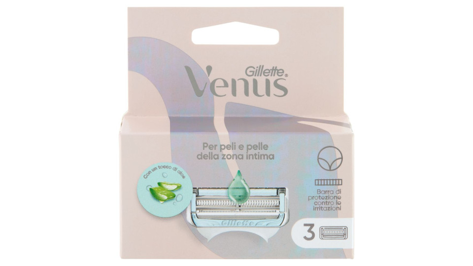 Gillette Venus per peli e pelle della zona intima Lamette di ricambio per Rasoi da Donna 3 Ricariche