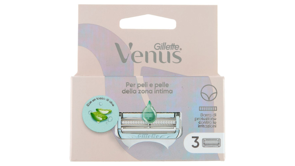 Gillette Venus per peli e pelle della zona intima Lamette di ricambio per Rasoi da Donna 3 Ricariche