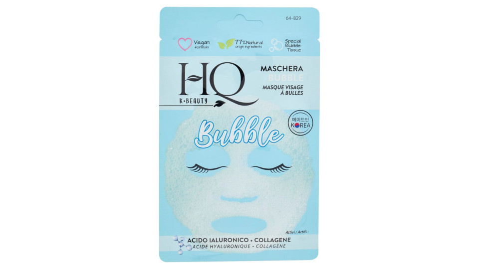 HQ K-Beauty Maschera Bubble Attivi: Acido Ialuronico - Collagene