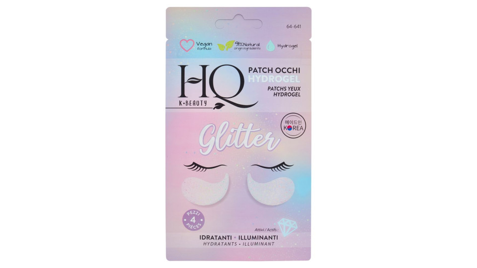 HQ K-Beauty Patch Occhi Hydrogel Glitter Attivi: Idratanti - Illuminanti 4 x 1,25 g
