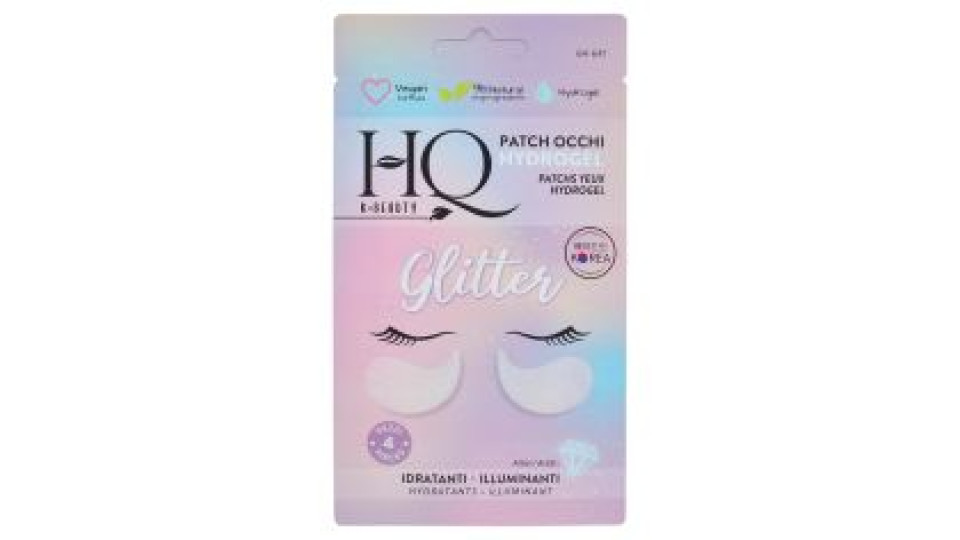 HQ K-Beauty Patch Occhi Hydrogel Glitter Attivi: Idratanti - Illuminanti 4 x 1,25 g