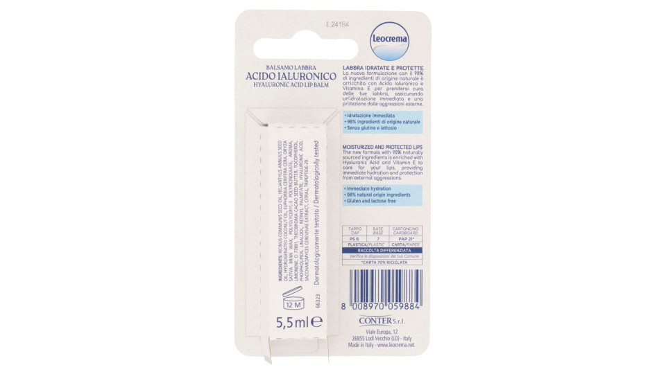 Leocrema Lip Balm Acido Ialuronico 5,5 ml