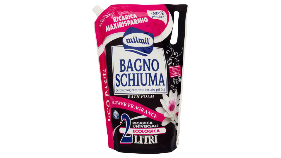 milmil Bagno Schiuma Flower Fragrance Ricarica Universale Ecologica 2 Litri