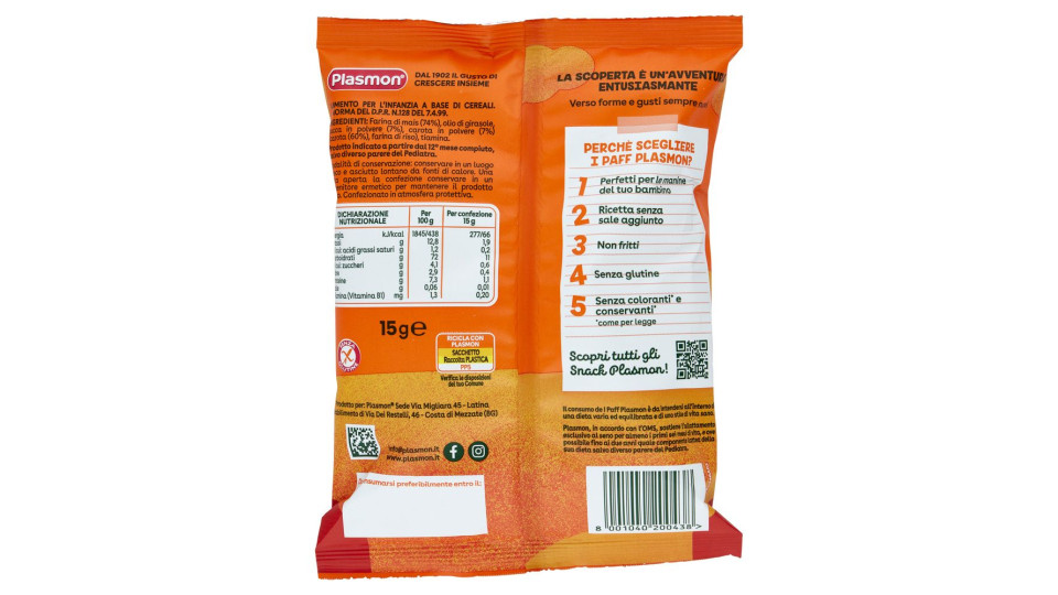 Plasmon i Paff Zucca e Carota 15 g