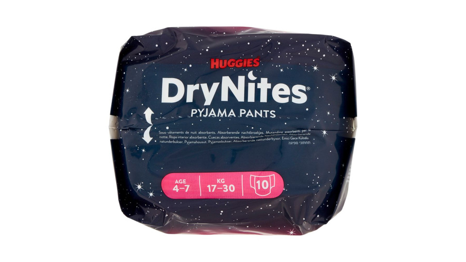 Huggies DryNites Pyjama Pants Age 4-7 17-30 Kg 10 pz