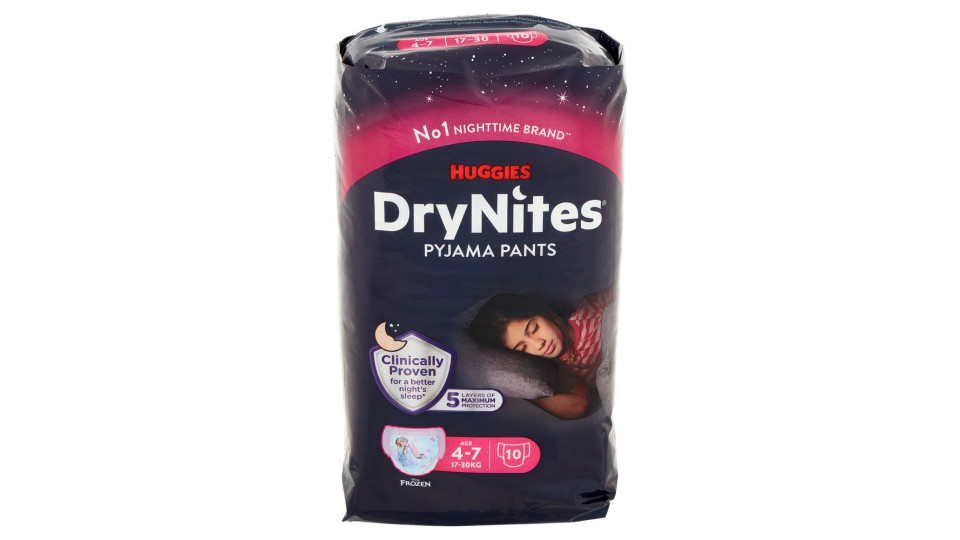 Huggies DryNites Pyjama Pants Age 4-7 17-30 Kg 10 pz
