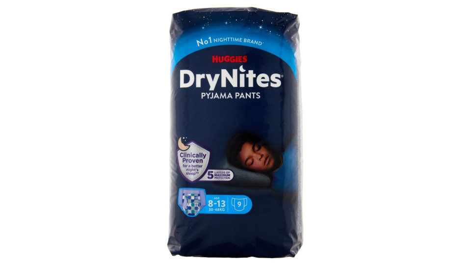 Huggies DryNites Pyjama Pants Age 8-13 30-48 Kg 9 pz