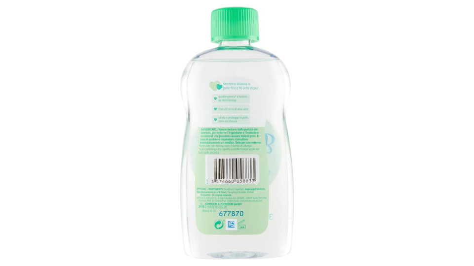 Johnson's Baby Olio Aloe Vera, Testato Da Pediatri E Dermatologi, 300ml