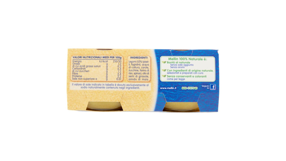 Mellin Primi Legumi 100% Naturale Omogeneizzato 2 x 80 g