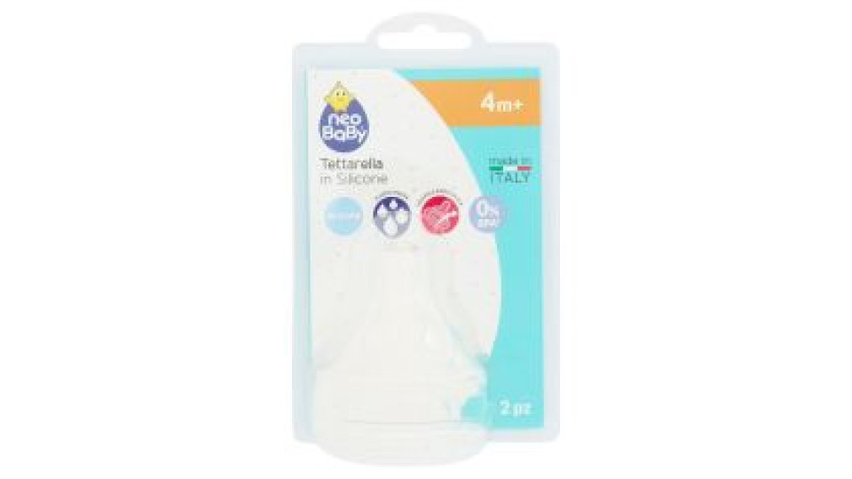 neo Baby Tettarella in Silicone Flusso Pappa 4m+ 2 pz