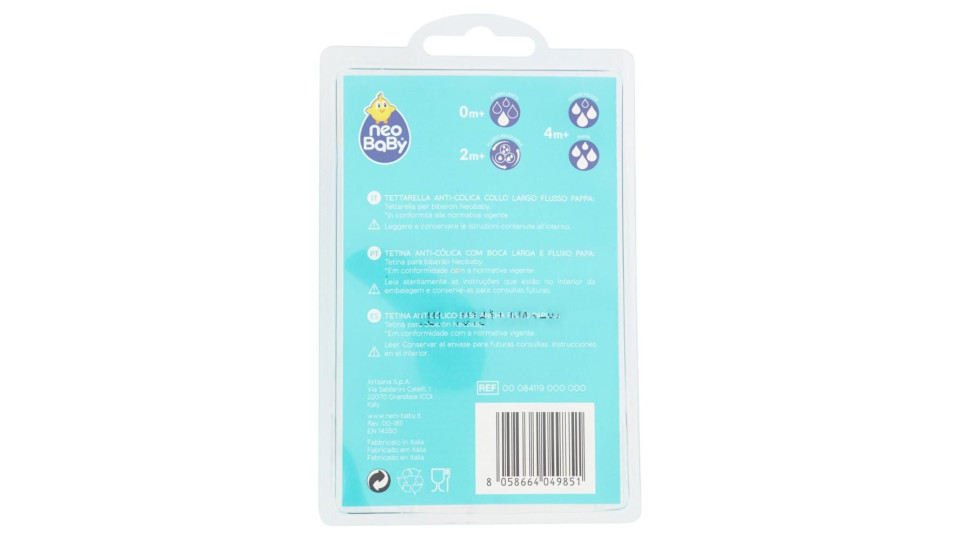 neo Baby Tettarella in Silicone Flusso Pappa 4m+ 2 pz