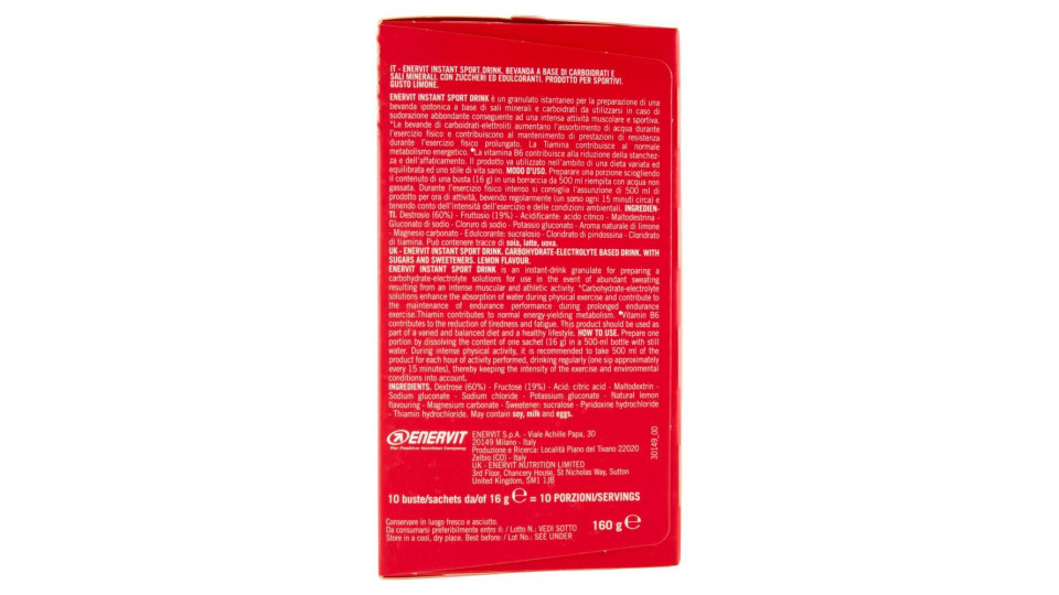 Enervit Instant Sport Drink Lemon Flavour 10 x 16 g