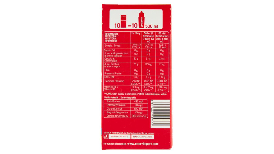 Enervit Instant Sport Drink Lemon Flavour 10 x 16 g