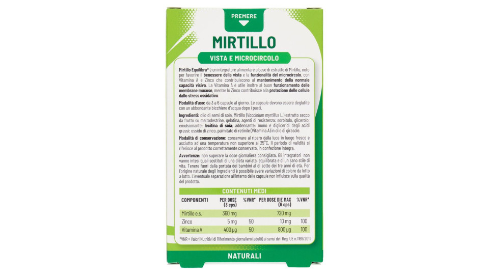 Equilibra Mirtillo Vista e Microcircolo 60 Capsule Vegetali 26 g