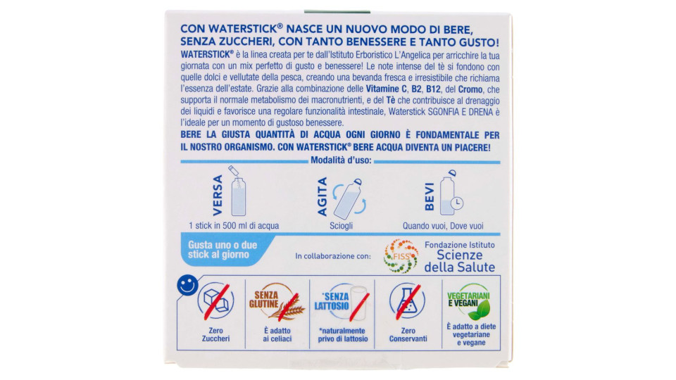 L'Angelica Waterstick Tè alla Pesca Sgonfia e Drena 12 x 2 g