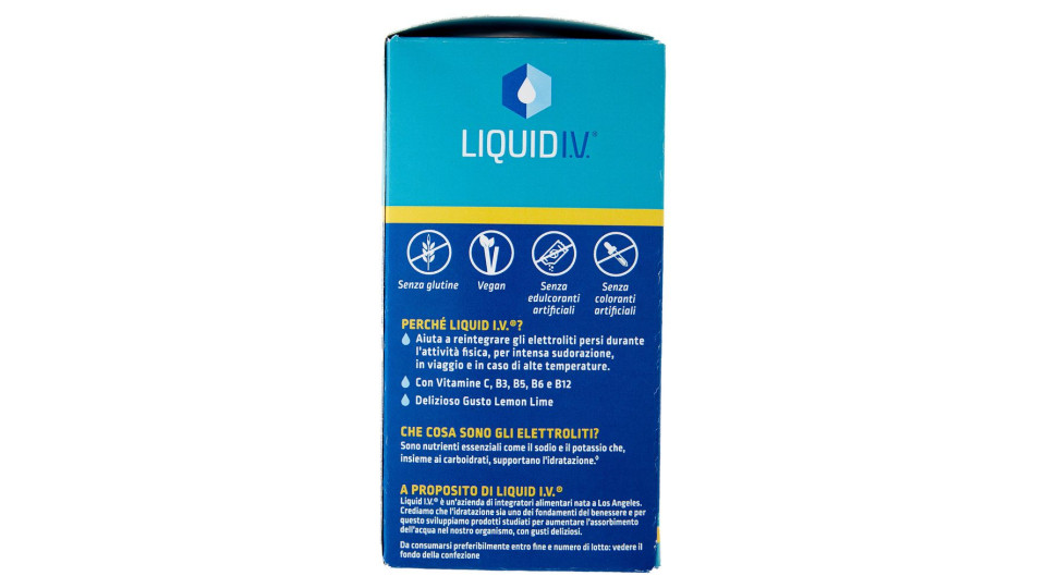 Liquid I.V. Hydration Multiplier Mix di Carboidrati ed Elettroliti in Polvere Lemon Lime 10 x 16 g
