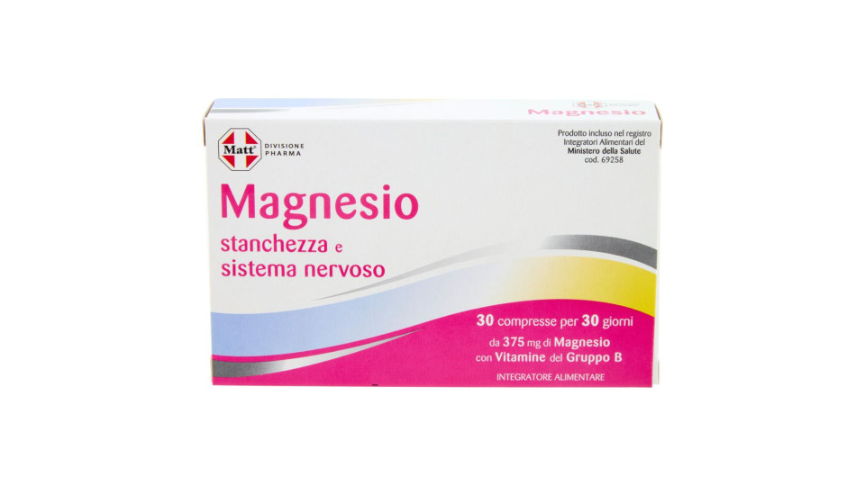 Matt Divisione Pharma Magnesio stanchezza e sistema nervoso 30 compresse 30 g