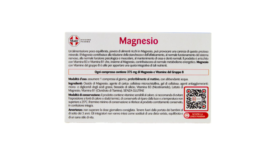 Matt Divisione Pharma Magnesio stanchezza e sistema nervoso 30 compresse 30 g