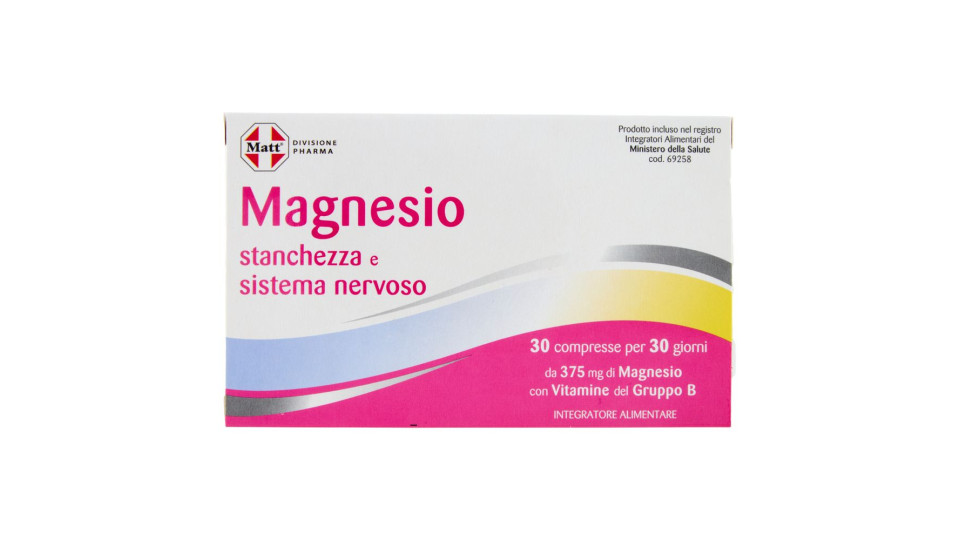 Matt Divisione Pharma Magnesio stanchezza e sistema nervoso 30 compresse 30 g