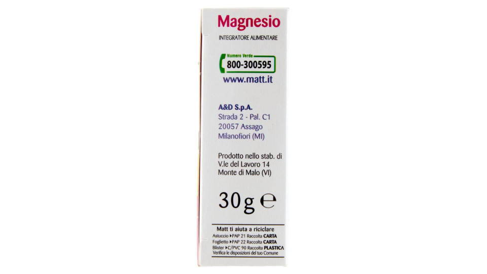 Matt Divisione Pharma Magnesio stanchezza e sistema nervoso 30 compresse 30 g