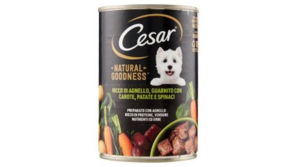 Cesar Natural Goodness Ricco di Agnello, Guarnito con Carote, Patate e Spinaci 400 g