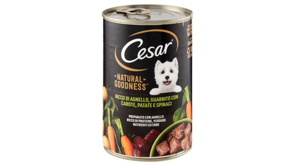 Cesar Natural Goodness Ricco di Agnello, Guarnito con Carote, Patate e Spinaci 400 g