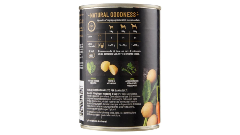 Cesar Natural Goodness Ricco di Agnello, Guarnito con Carote, Patate e Spinaci 400 g