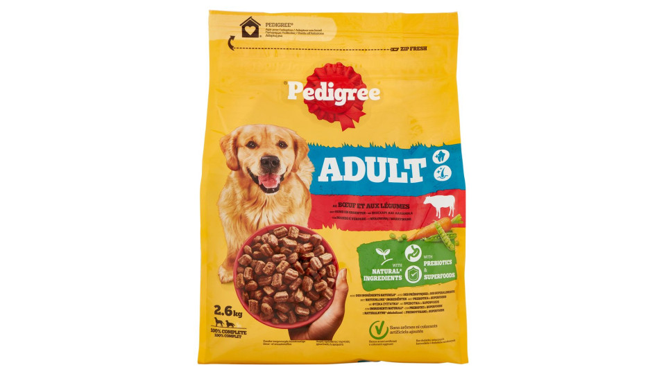 Pedigree Cibo Secco Cane Adulto Manzo Verdure 2.6Kg