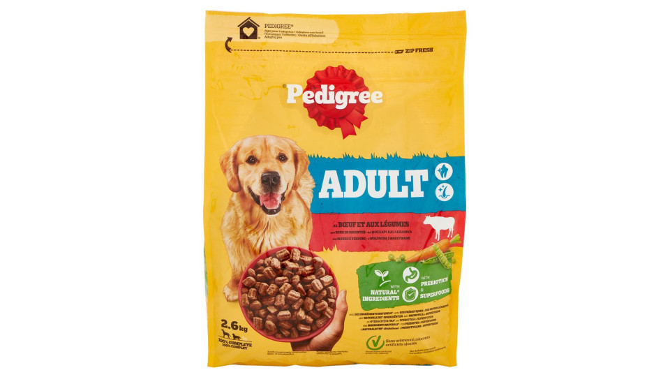 Pedigree Cibo Secco Cane Adulto Manzo Verdure 2.6Kg