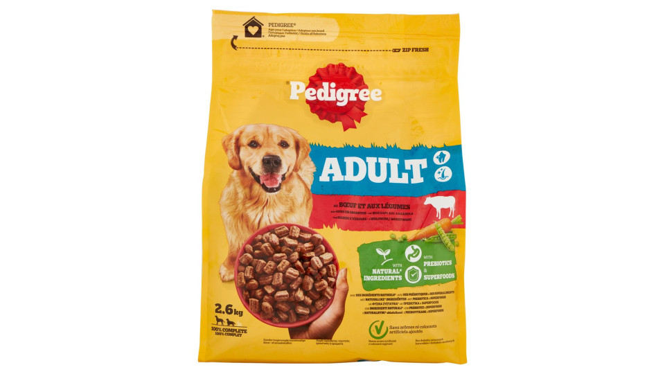 Pedigree Cibo Secco Cane Adulto Manzo Verdure 2.6Kg