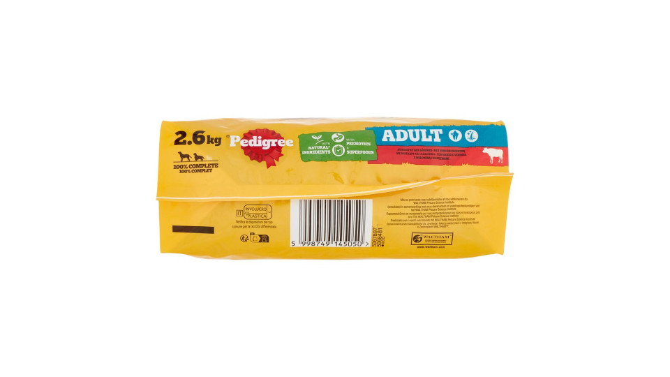 Pedigree Cibo Secco Cane Adulto Manzo Verdure 2.6Kg