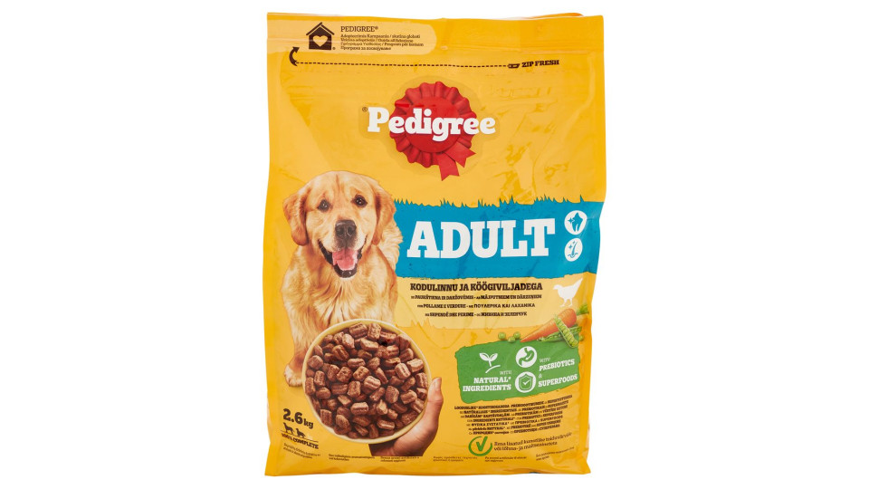 Pedigree Cibo Secco Cane Adulto Pollame Verdure 2.6Kg