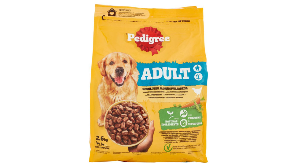 Pedigree Cibo Secco Cane Adulto Pollame Verdure 2.6Kg