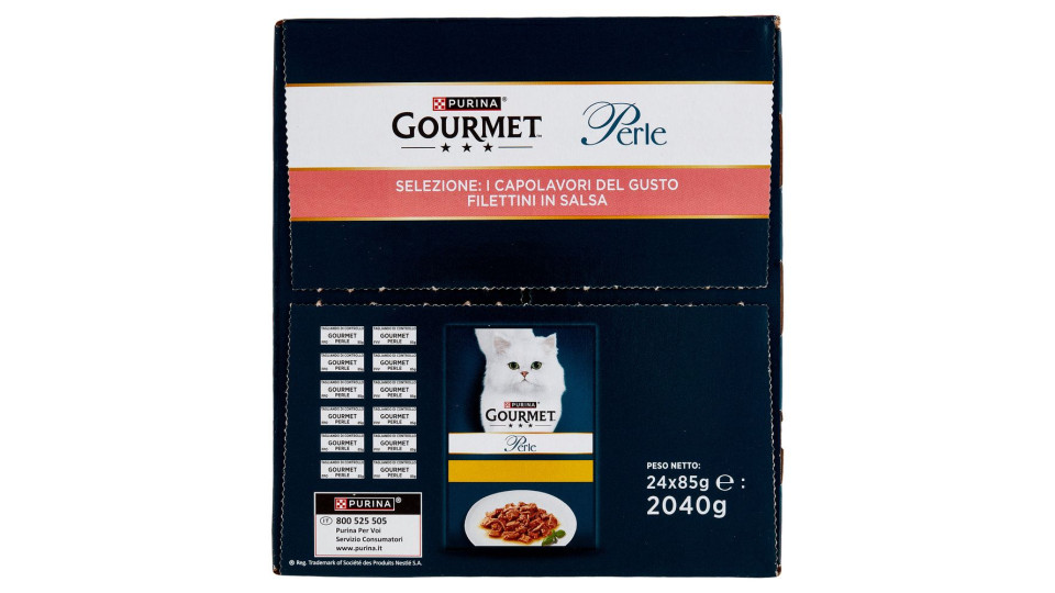 PURINA GOURMET Perle I Capolavori del Gusto Pollo, Vitello, Salmone, Pesce dell'Oceano 24x85g