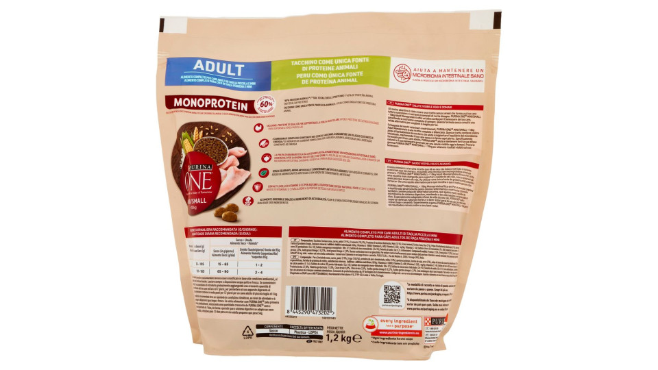 PURINA ONE Mini/Small Monoprotein Adult Tacchino 1,2 kg