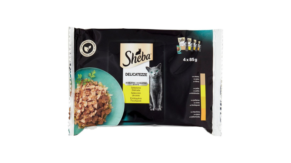 Sheba Delicatezze in gelatina cibo umido gatto Selezione Assortita 4x85g