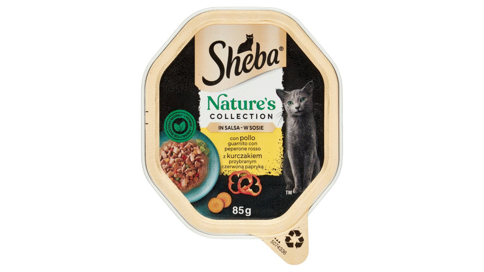 Sheba Nature's Collection in salsa cibo umido gatto con Pollo guarnito con Peperone rosso 85g
