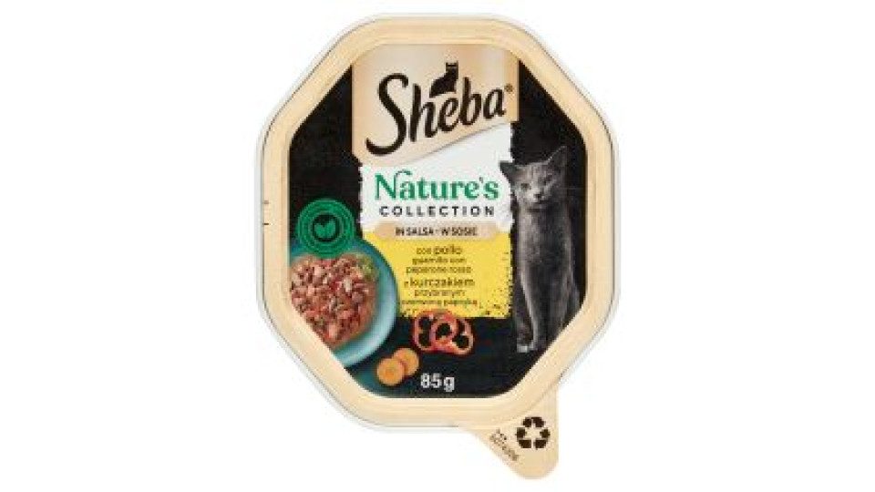 Sheba Nature's Collection in salsa cibo umido gatto con Pollo guarnito con Peperone rosso 85g