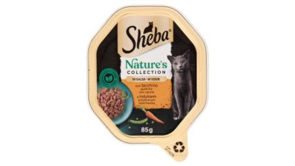 Sheba Nature's Collection in salsa cibo umido gatto con Tacchino guarnito con Carote 85g