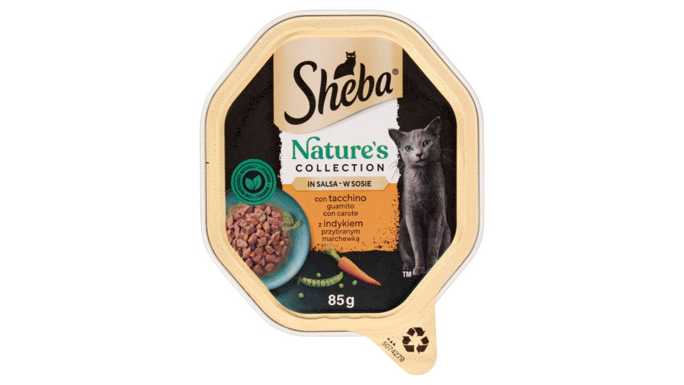 Sheba Nature's Collection in salsa cibo umido gatto con Tacchino guarnito con Carote 85g