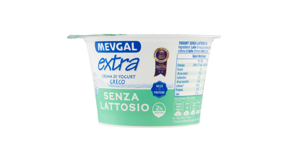 Mevgal extra Crema di Yogurt Greco Senza Lattosio 2% Grassi 150 g