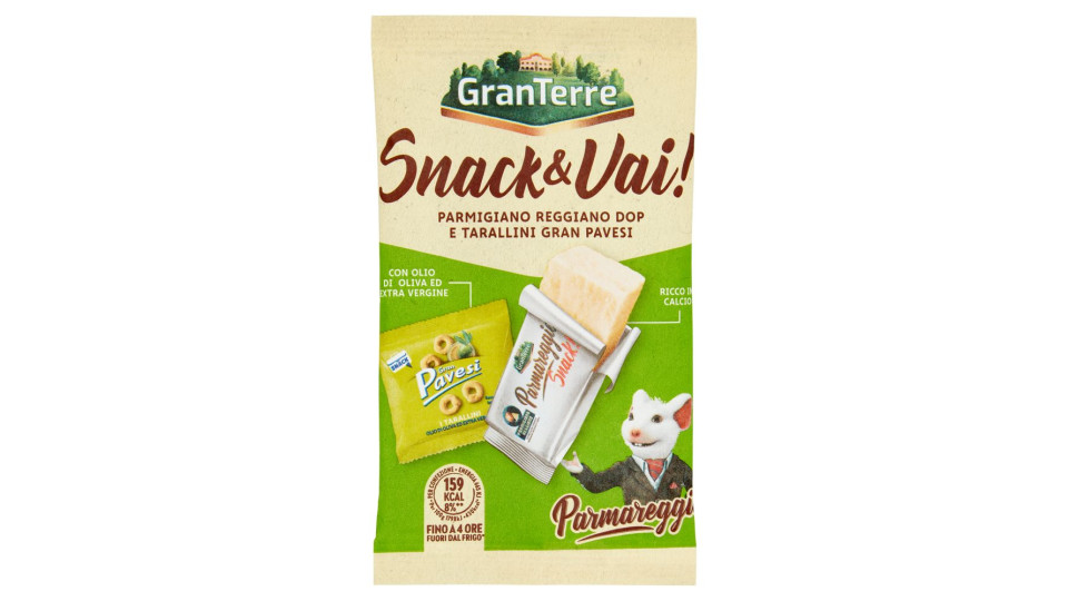 Parmareggio Snack & Vai! Parmigiano Reggiano DOP e Tocchetti al Mais Gran Pavesi 37 g