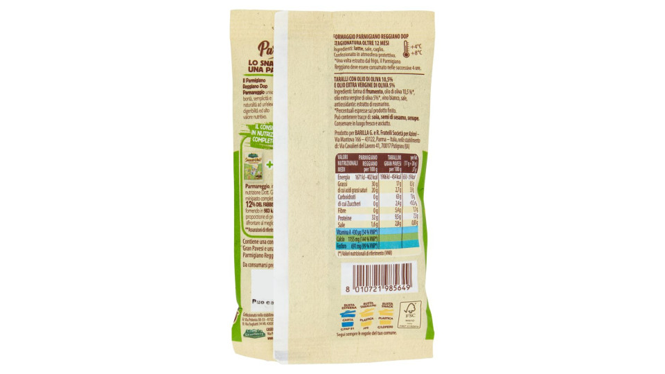 Parmareggio Snack & Vai! Parmigiano Reggiano DOP e Tocchetti al Mais Gran Pavesi 37 g