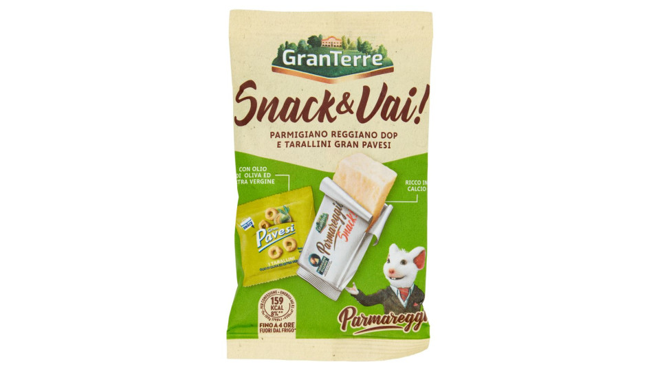 Parmareggio Snack & Vai! Parmigiano Reggiano DOP e Tocchetti al Mais Gran Pavesi 37 g