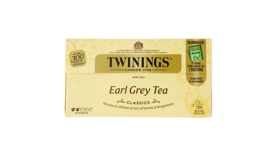 Twinings Earl Grey Tè Nero al sapore di Bergamotto 25 filtri + 1 omaggio The 52 g